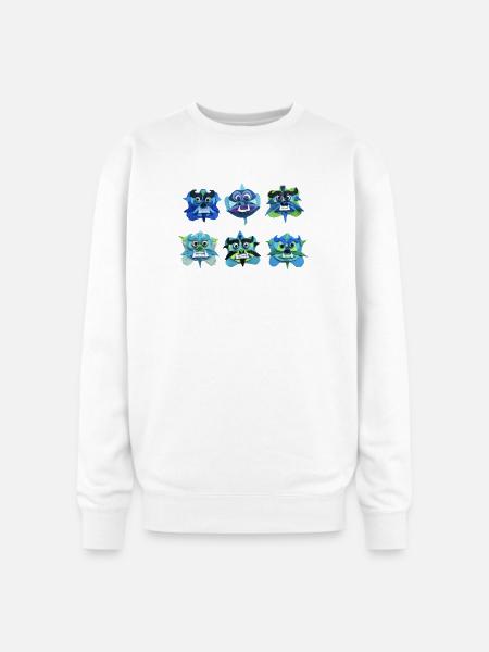 Fu Dog Faces - Oversized Crewneck Sweatshirt - white