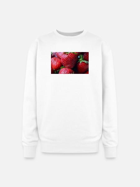 Crimson Strawberry Closeup - Oversized Crewneck Sweatshirt - white