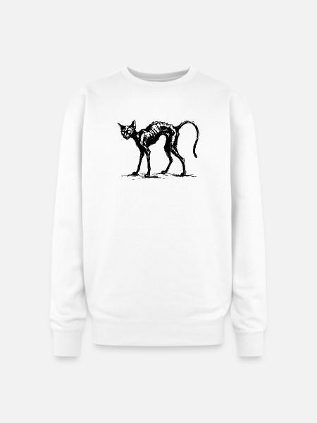 Spooky Black Cat : Charcoal Sketch - Oversized Crewneck Sweatshirt - white