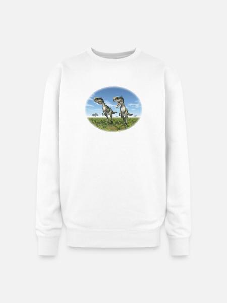 Monolophosaurus in a Prehistoric Landscape - Oversized Crewneck Sweatshirt - white