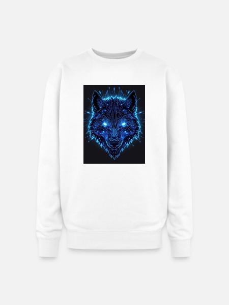 Neon Circuit Wolf - Oversized Crewneck Sweatshirt - white