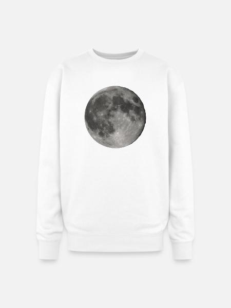 Lunar Echoes Moon Print - Oversized Crewneck Sweatshirt - white