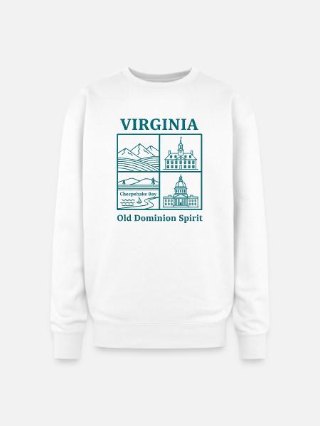 Virginia Vista: Mountains, Bay and Capitol - Oversized Crewneck Sweatshirt - white