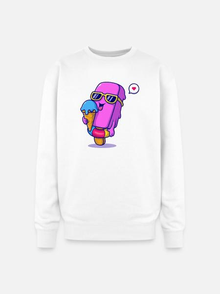 Sunny Pink Ice Pop Mascot - Oversized Crewneck Sweatshirt - white