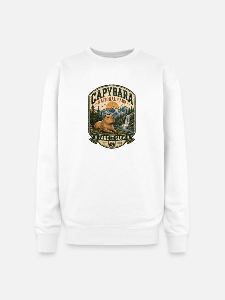 Capybara National Park Patch - Oversized Crewneck Sweatshirt - white