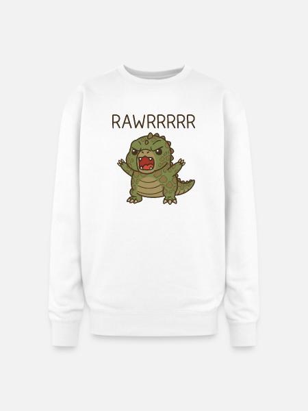 T Rex Funny Dinosaur Cartoon - Oversized Crewneck Sweatshirt - white