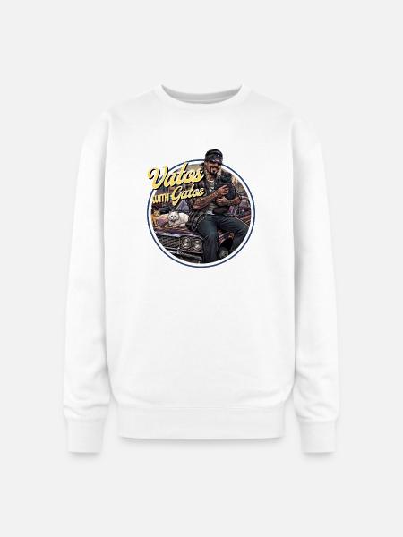 Vatos with Gatos - Oversized Crewneck Sweatshirt - white