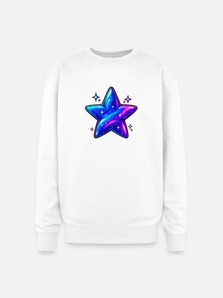 Cosmic Galaxy Star - Oversized Crewneck Sweatshirt - white
