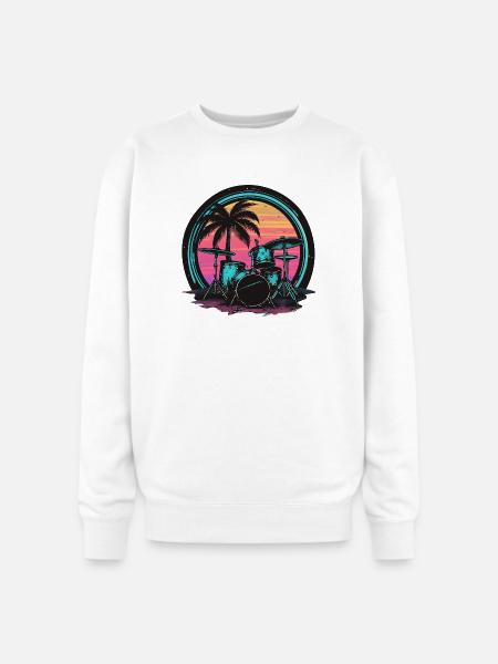 Trap Set Graphic - Oversized Crewneck Sweatshirt - white