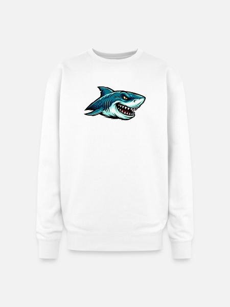 Shark Fury Illustration - Oversized Crewneck Sweatshirt - white