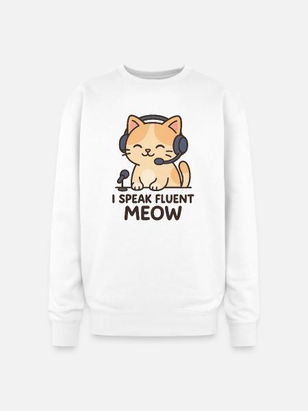 I Speak Fluent Meow - Oversized Crewneck Sweatshirt - white