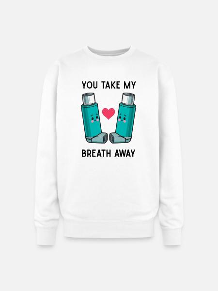 Funny Asthma Inhalers Love T-Shirt - Oversized Crewneck Sweatshirt - white