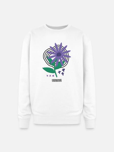 Bloom Code – Risograph Flower Art - Oversized Crewneck Sweatshirt - white