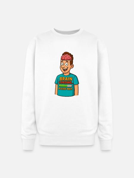 Brain Loading Please Wait Tee - Oversized Crewneck Sweatshirt - white