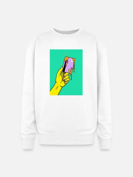 Melting Tech Pop Art Hand - Oversized Crewneck Sweatshirt - white