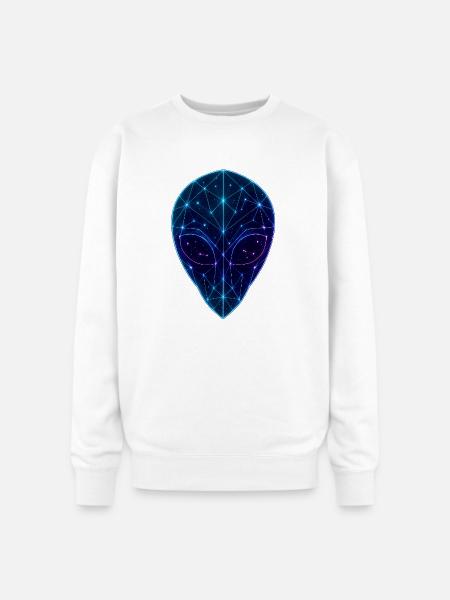 Neon Geometric Alien Face - Oversized Crewneck Sweatshirt - white