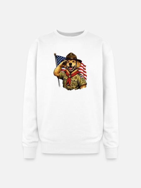 Patriotic Pup Scout Salute - Oversized Crewneck Sweatshirt - white