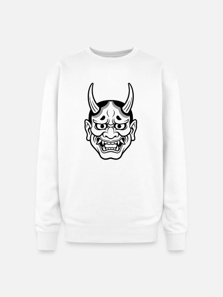 japanese demon mask - Oversized Crewneck Sweatshirt - white