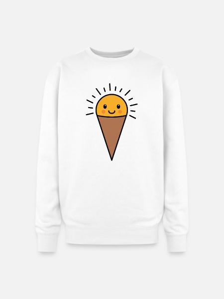 Cheerful Ice Cream Cone - Oversized Crewneck Sweatshirt - white