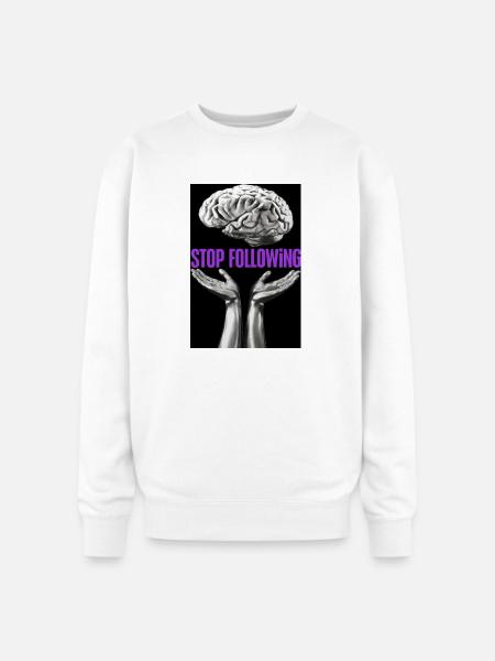 Stop Following Brain Hands - Oversized Crewneck Sweatshirt - white