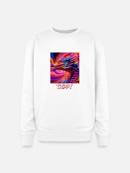 Trippy psychedelic fractal dragon - Oversized Crewneck Sweatshirt - white