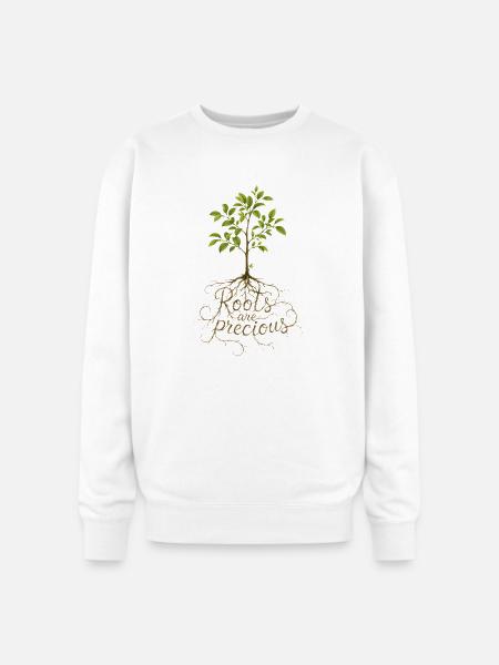 "Roots Are Precious" Tree Design - Oversized Crewneck Sweatshirt - white