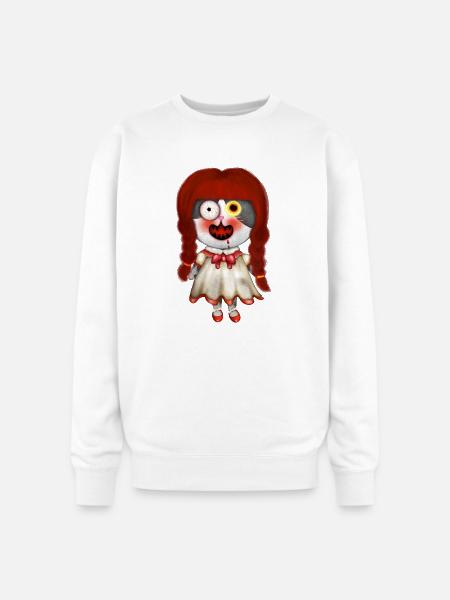 Spooky Retro Doll Design - Oversized Crewneck Sweatshirt - white