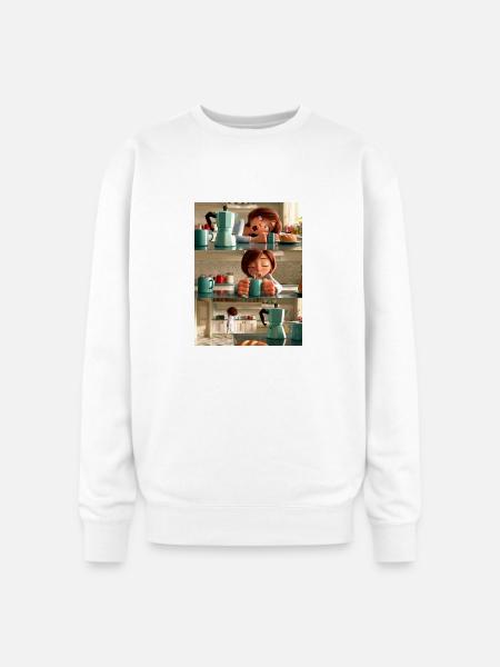 Brewed Awakening - Oversized Crewneck Sweatshirt - white
