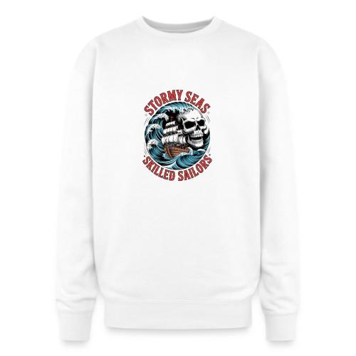 Stormy Seas Skull Pirate Ship Nautical Ocean Waves - Oversized Crewneck Sweatshirt