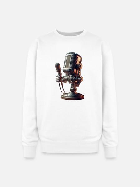 microphone - Oversized Crewneck Sweatshirt - white