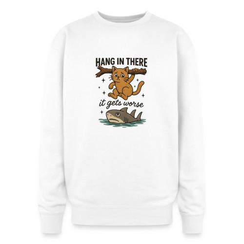 Funny Hang in There, It Gets Worse Cat and Shark - Oversized Crewneck Sweatshirt