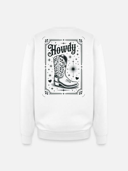 Howdy Boots Western Night - Oversized Crewneck Sweatshirt - white