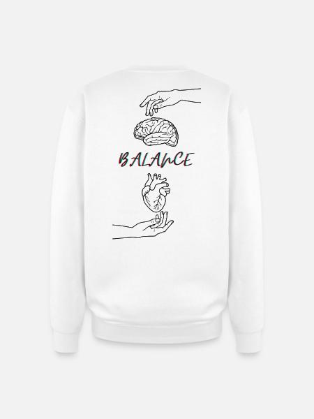 The Balance = Brain & Heart - Oversized Crewneck Sweatshirt - white