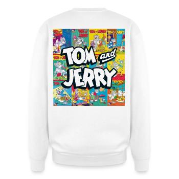 Tom And Jerry Logo With Vintage Cover Collage - Oversized Crewneck Sweatshirt - white - Back