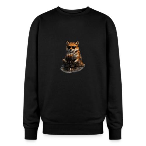 Cool Red Fox Wearing Sunglasses Drinking Coffee - Oversized Crewneck Sweatshirt