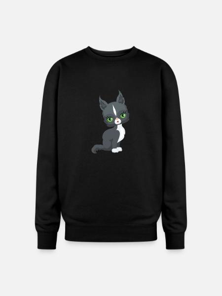 Black and White Cat - Oversized Crewneck Sweatshirt - black