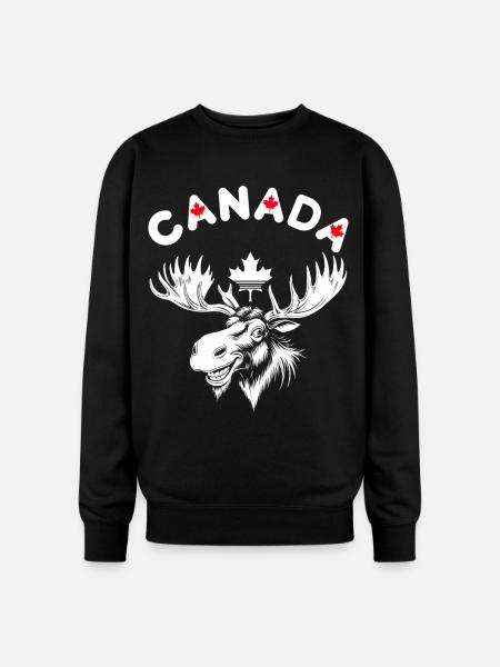 Canadian Moose with Maple Leaf Emblem - Oversized Crewneck Sweatshirt - black