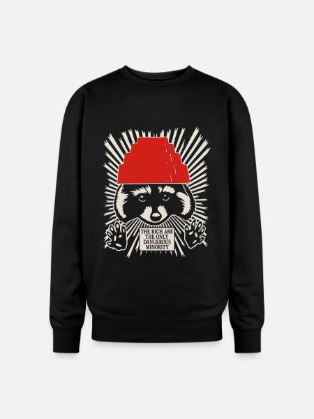Raccoon DEVO Hat Poster – Bold Political Art Print - Oversized Crewneck Sweatshirt - black