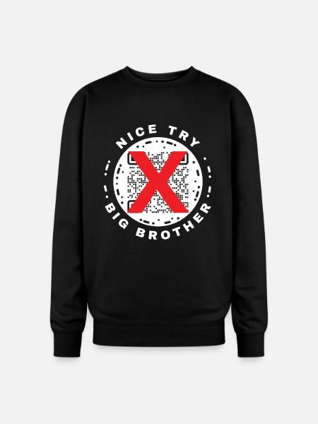 Nice Try Big Brother Privacy QR Code Design - Oversized Crewneck Sweatshirt - black