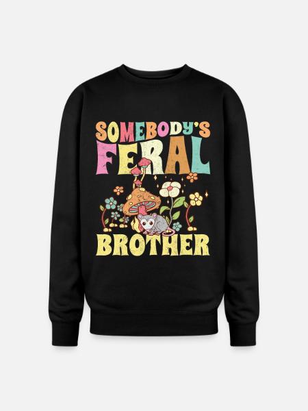 Somebody's Feral Brother - Oversized Crewneck Sweatshirt - black