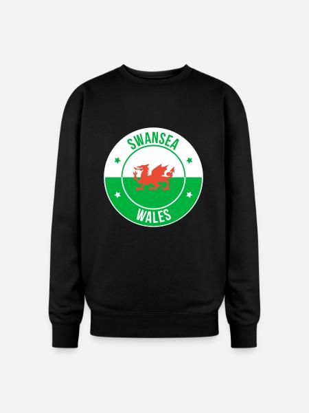 Dragon Crest Swansea Wales - Oversized Crewneck Sweatshirt - black