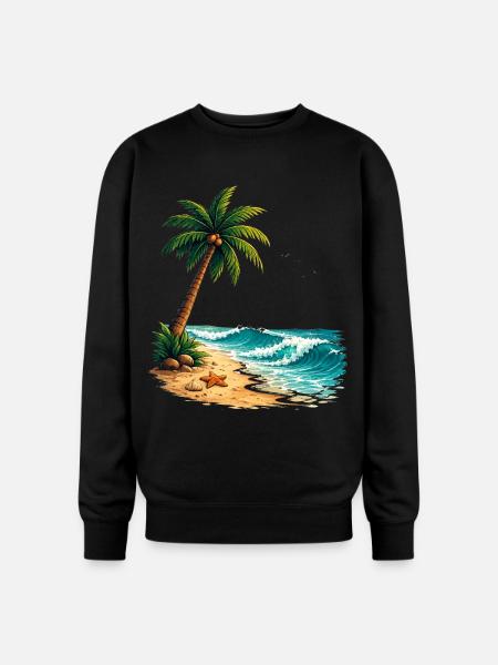 Tropical Palm Tree Beach Summer T-Shirt - Oversized Crewneck Sweatshirt - black