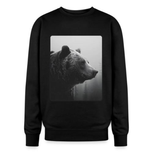 Grizzly Bear Black White Portrait Design - Oversized Crewneck Sweatshirt
