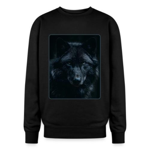 Black Wolf Intense Eyes Portrait Design - Oversized Crewneck Sweatshirt