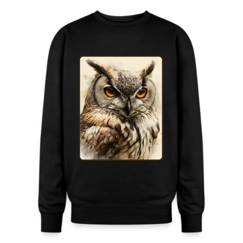 Great Horned Owl Watercolor Design - Oversized Crewneck Sweatshirt