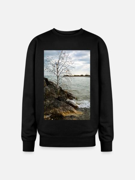 tiny tree on shore - Oversized Crewneck Sweatshirt - black