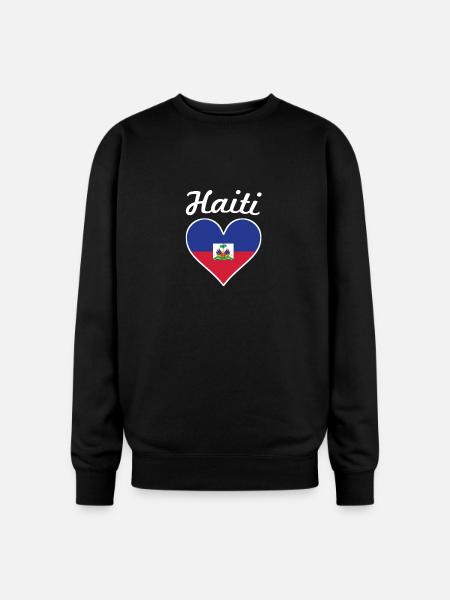 Haiti Flag Heart - Oversized Crewneck Sweatshirt - black