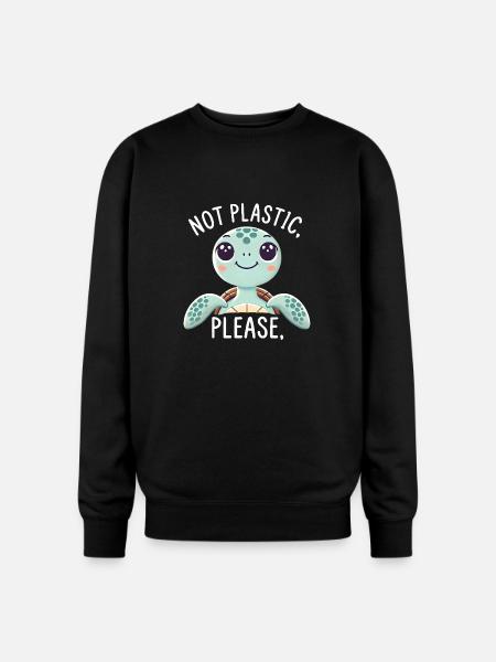 Not Plastic, Please - Oversized Crewneck Sweatshirt - black