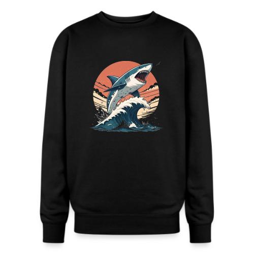 Fierce Shark Breaking Through Waves - Oversized Crewneck Sweatshirt