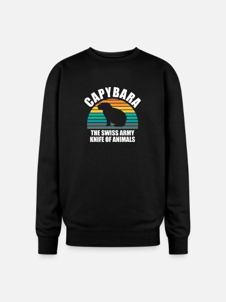 Capybara zoo animal design - Oversized Crewneck Sweatshirt - black